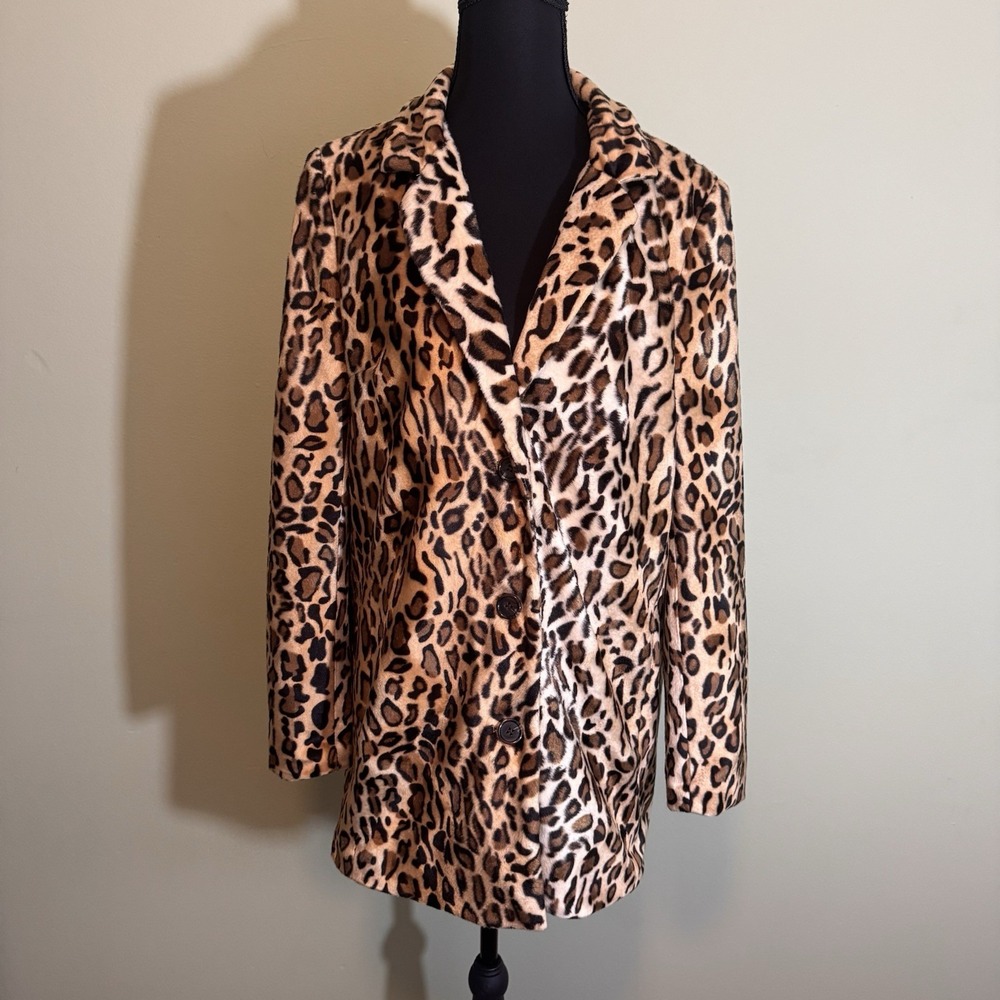 Philosophy Republic Women's Jacket Cheetah Leopard Print With Pockets Size Small